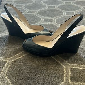 Michael Kors navy patent leather slingbacks-slightly worn